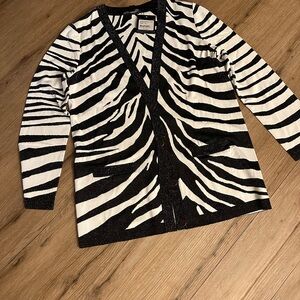 NWT - St. John Black and White Zebra Cardigan